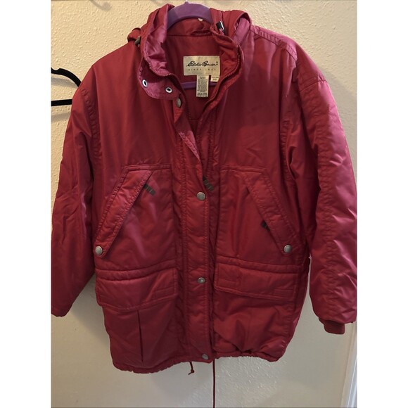 Eddie Bauer Red Winter Jacket Parks Women Size Small With Hood - Picture 1 of 7